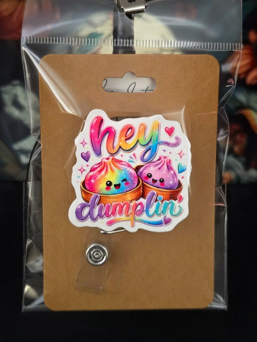 Dumpling Novelty Acrylic Badge Reel ID Holder